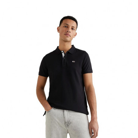 Polo Tommy Jeans Solid Stretch Negro